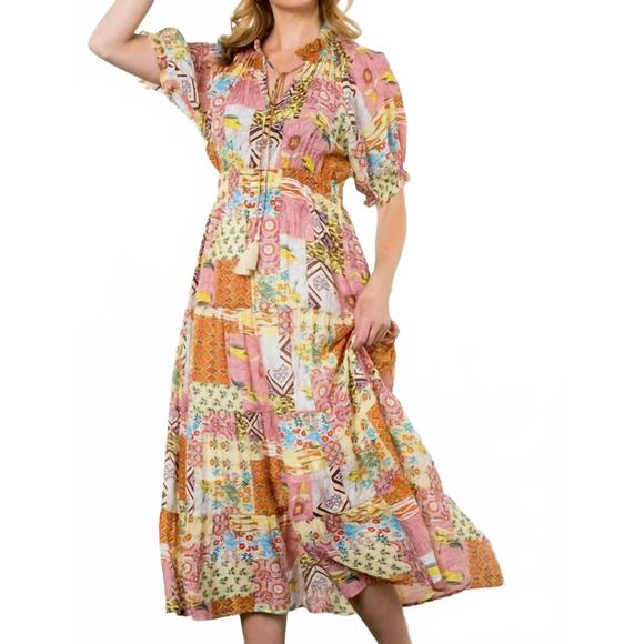 THML Dresses & Skirts - NEW THML floral quilted pattern midi dress in cream